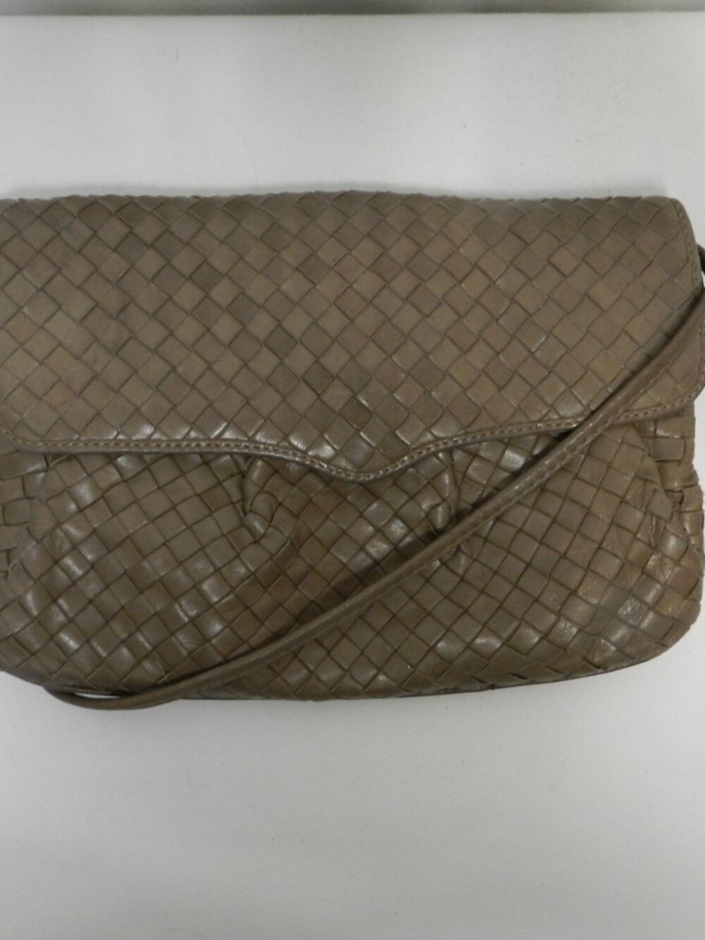 Parri Firenze Italy Vintage weave woven Soft Leather shoulder bag purse taupe